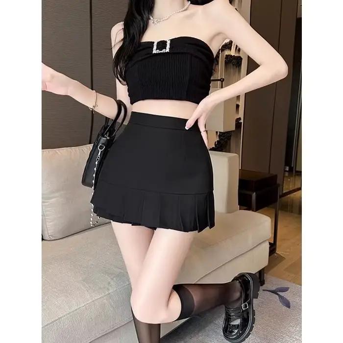 Nouvelle jupe plissée noire 2026 pour femme