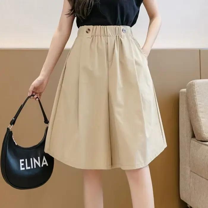 Bermuda demi-jupe pantalon court femme genou longueur Shorts pour femmes mi Culotte élégant chaud élasticité mode vêtements 2025 pas cher