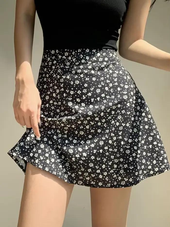 Jupe femme taille haute florale rouge jupes pour femmes court Style coréen 2025 tendance Premium mode Vintage esthétique pas cher V Y2k