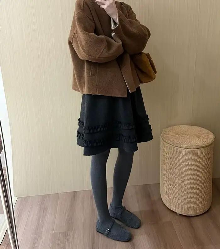 Nouvelle jupe mi-longue taille haute pour l'automne et l'hiver : un look amincissant à la cheville