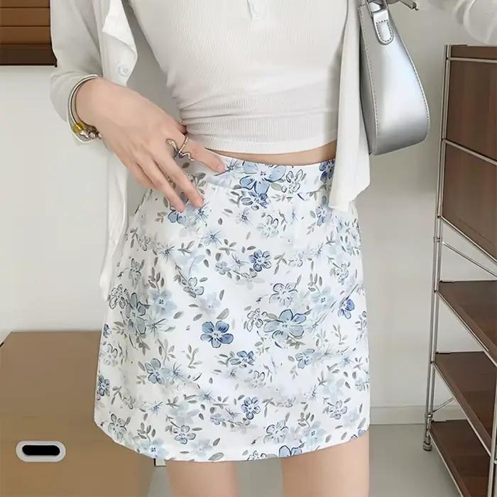 Nouvelles jupes longues évasées à motifs floraux pour femme