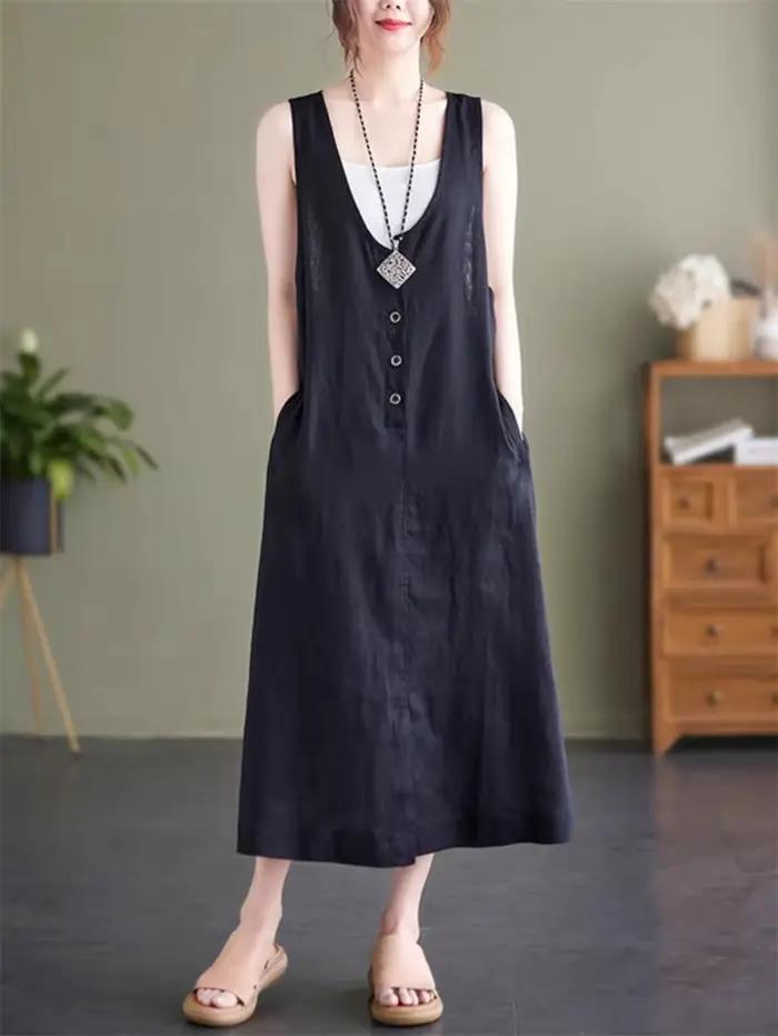 Robe en fibre de lin de coton pour femme