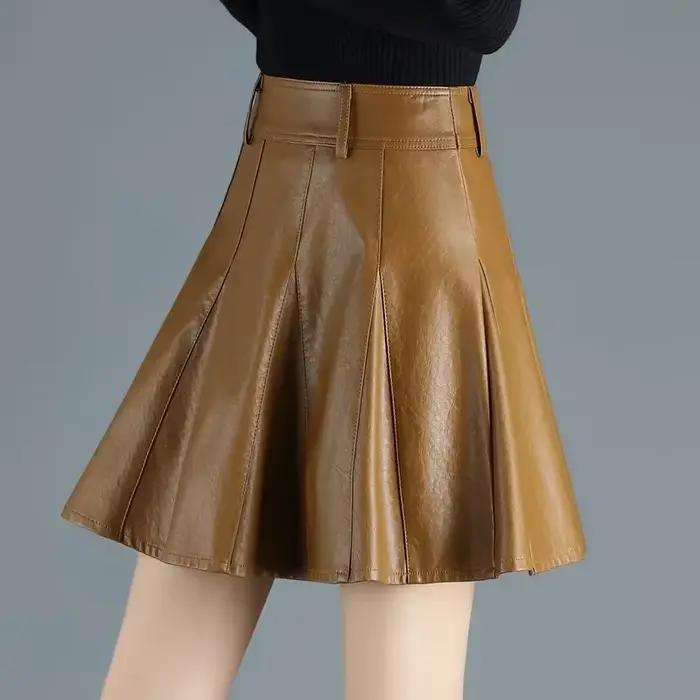 Jupe Mini en cuir véritable pour femme