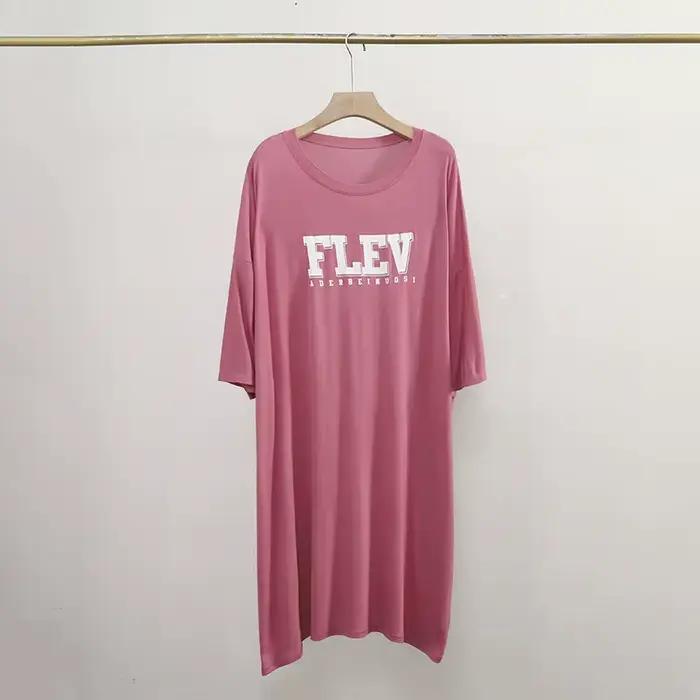 Chemises de nuit en coton pour femmes, nouvelle lettre imprimée, robes amples pour femmes, manches courtes, vêtements de nuit, chemises de nuit féminines