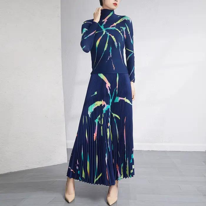 Fournisseurs de vêtements plissés Miyake haut plissé ensembles de mode jupe femmes nouvelle