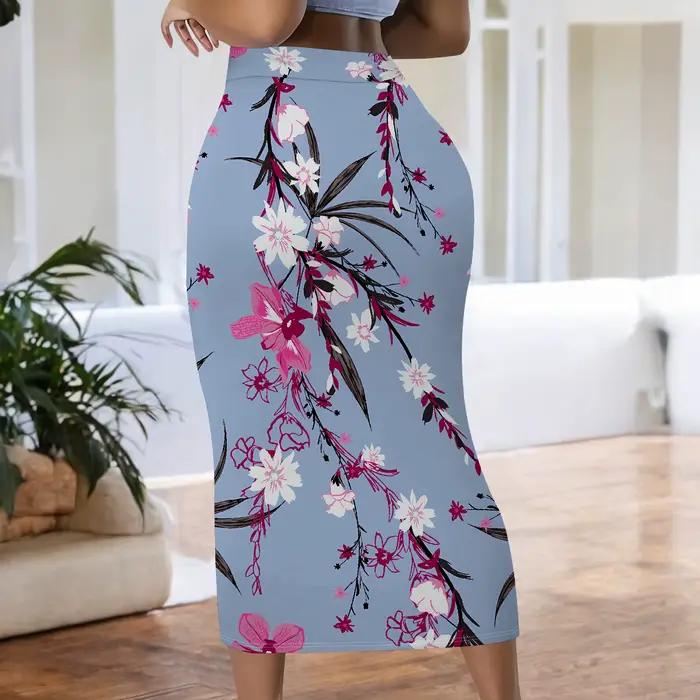Jupe midi à imprimé floral
