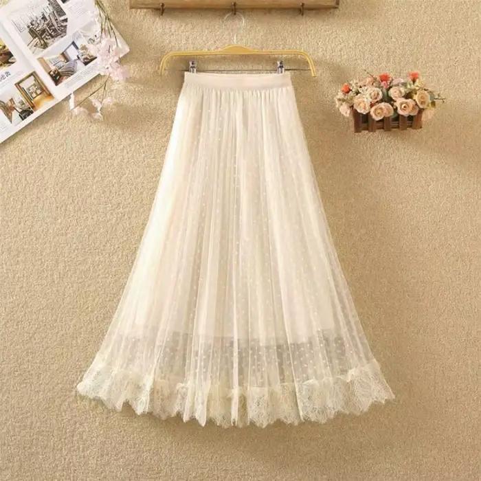 Tutu Tulle longue Maxi jupe femmes mode 2023 coréen mignon rose taille haute