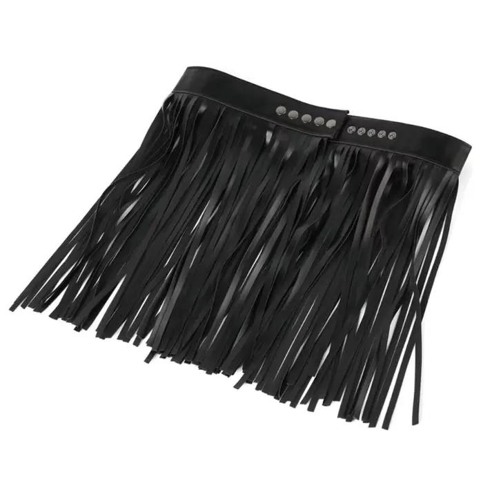 F3MD – jupe à franges en Faux cuir pour femmes, taille haute, harnais avec boutons à pression, robe de Costume Punk Rock pour fête d'halloween