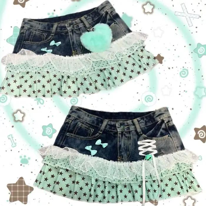 Jupe courte en jean Y2K vintage style Spicy Girls