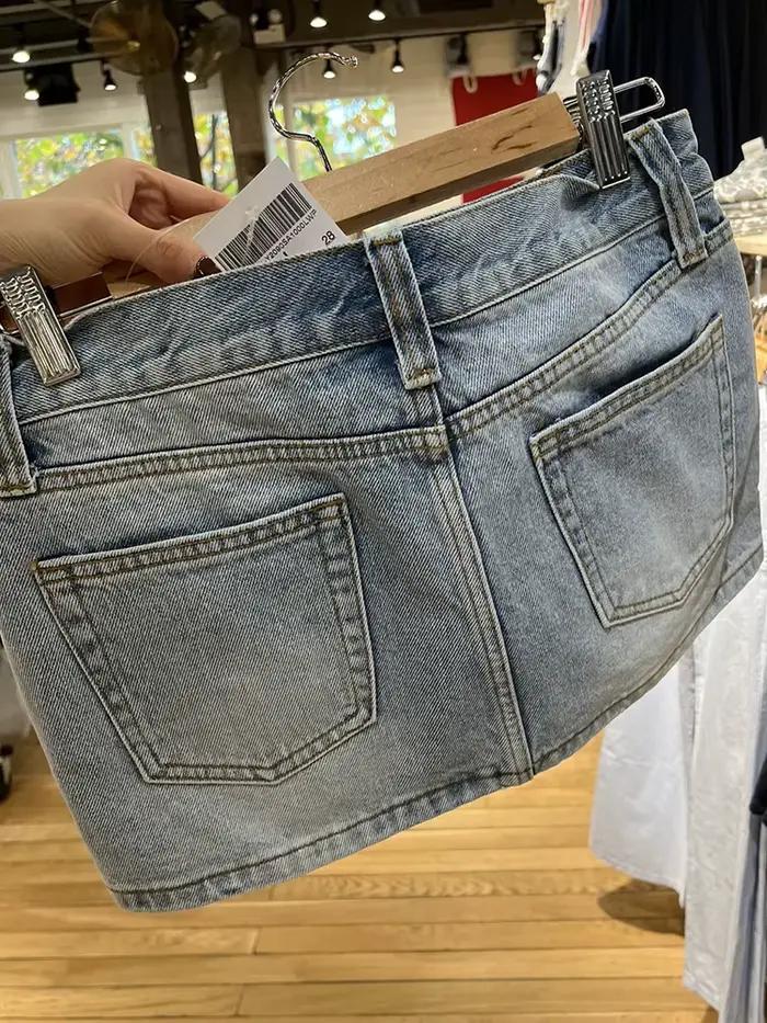 Jupes en jean vintage bleues taille basse