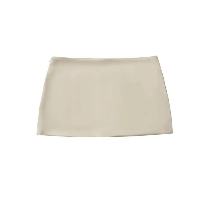 Mini-jupe pantalon femme effet satin mat