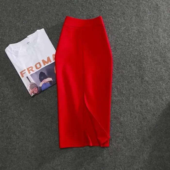 Nouvelles jupes crayon unies taille haute ajustées pour femme 2026 – Élastiques