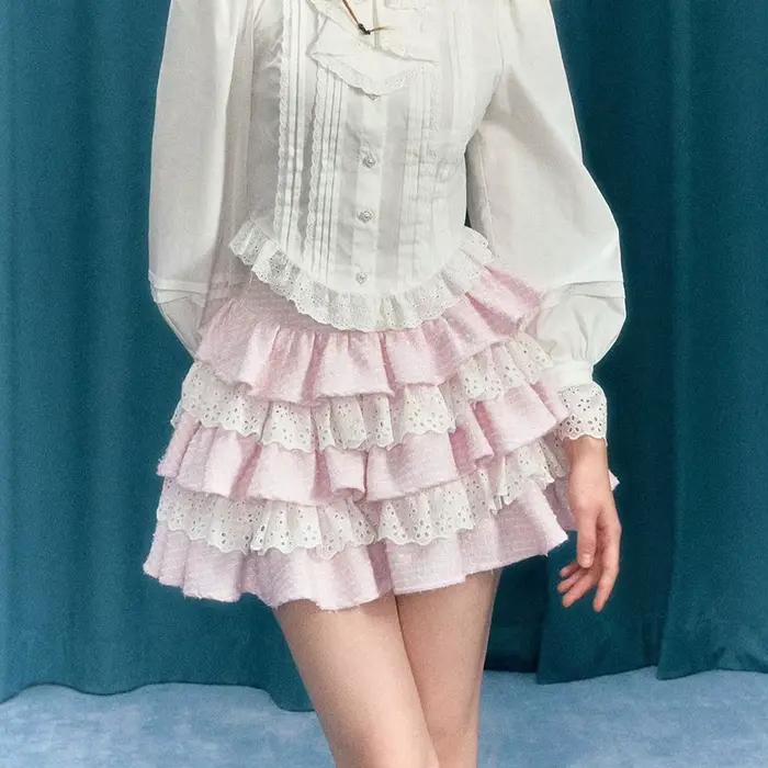 Gaono Lolita Kawaii jupe femmes adolescente douce mignonne à volants couches Mini