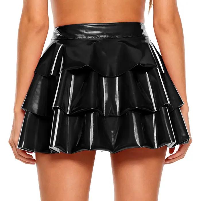 Jupe en cuir PU pour femmes