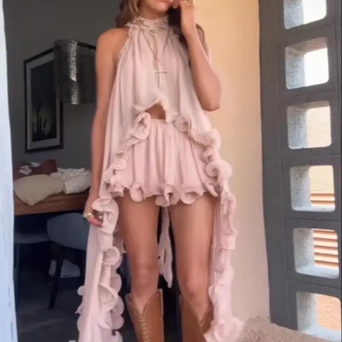 Ensemble deux pièces Chic avec ourlet à volants