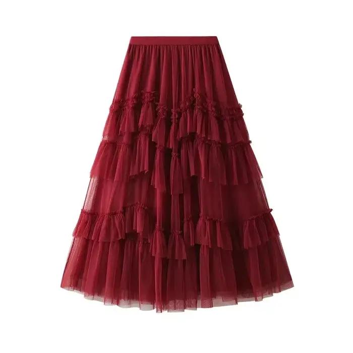 Femmes Tutu gâteau jupes élégant volants à plusieurs niveaux une ligne Tulle