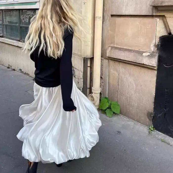 Jupe en satin pour femme