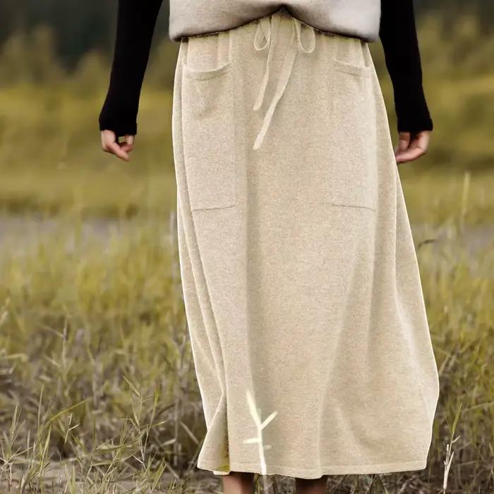 Jupe longue en laine pour femme