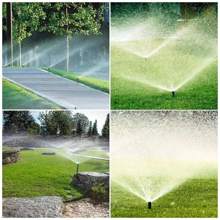 Arroseur rotatif à jet réglable avec arc de 90 à 360 degrés, portée de 5 à 7,5 m pour l'irrigation des pelouses et jardins