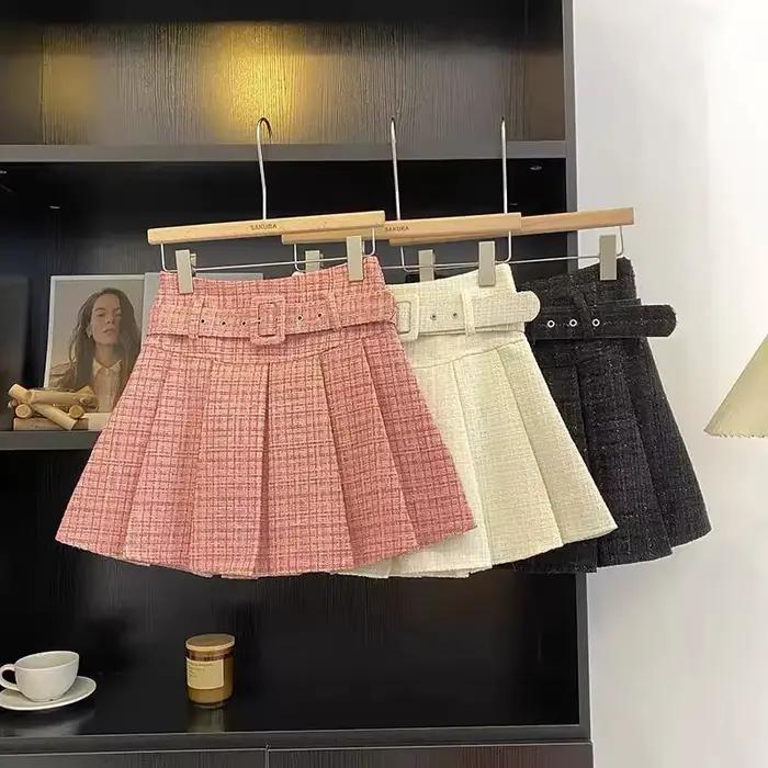 Mini jupe trapèze taille haute pour femmes
