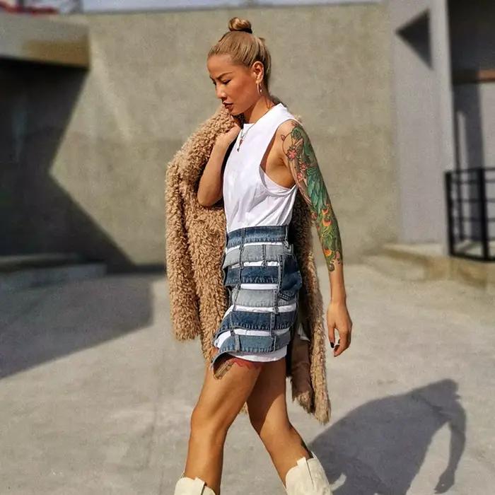 TWOTWurea YLE-Mini jupe asymétrique pour femme, vêtement sexy, taille haute, grande taille, patchwork, à la mode, 2024