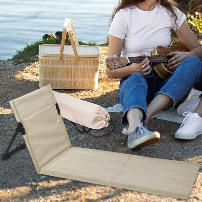 Chaise de plage pliable, tapis de relaxation, siège de sol portable avec dossier, siège bas pour bronzer, pour adultes, pelouse, jardin, randonnée