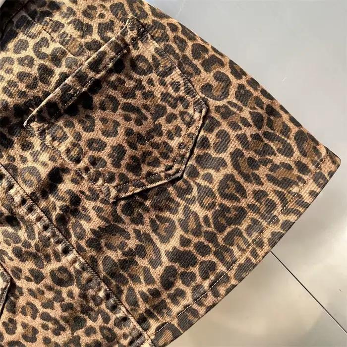 Jupes taille haute imprimées léopard pour femmes
