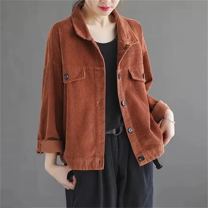 Veste Courte en Velours Côtelé pour Femme Printemps Automne 2026 – Nouvelle