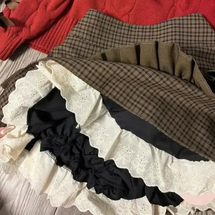 Jupes à carreaux marron pour femmes