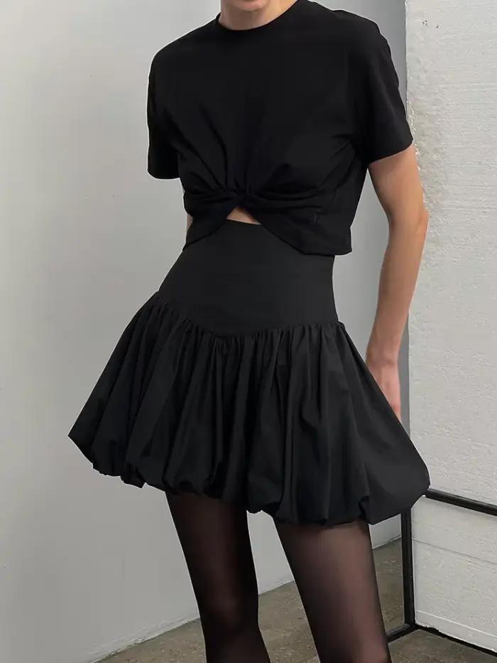 Mini jupe plissée taille haute pour femme