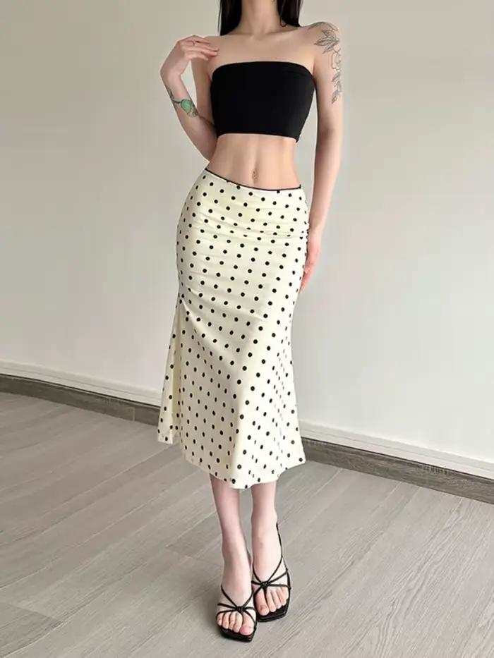 Jupes longues imprimées à pois pour femmes