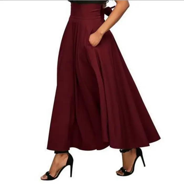 Demi-jupe plissée taille haute pour femme