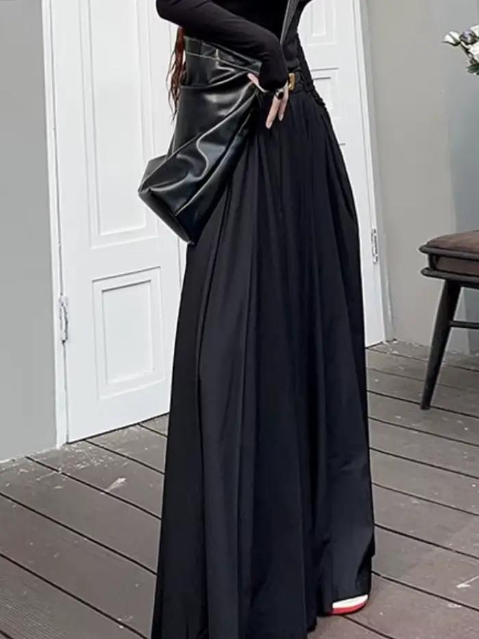 Jupes femmes printemps plissé longueur de plancher solide Simple classique gracieux populaire nouvellement jeune élégant Cool Style coréen offre spéciale