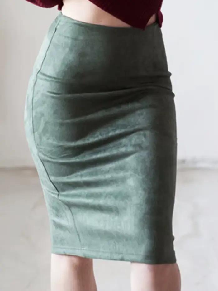 Jupe mi-longue en daim pour femme