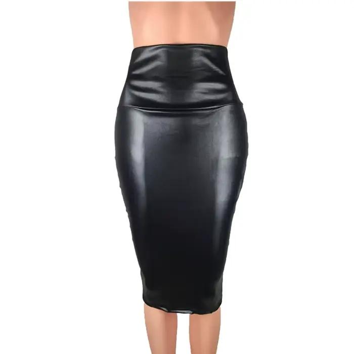 Jupe en cuir dos fendu femmes Sexy moulante