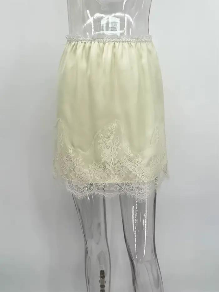 Trendix dentelle Patchwork Satin jupe femmes taille haute mode décontracté épissure jupes courtes 2025 automne fête