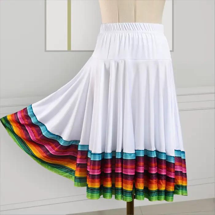 Jupe de danse mexicaine flamenco arc-en-ciel pour femmes