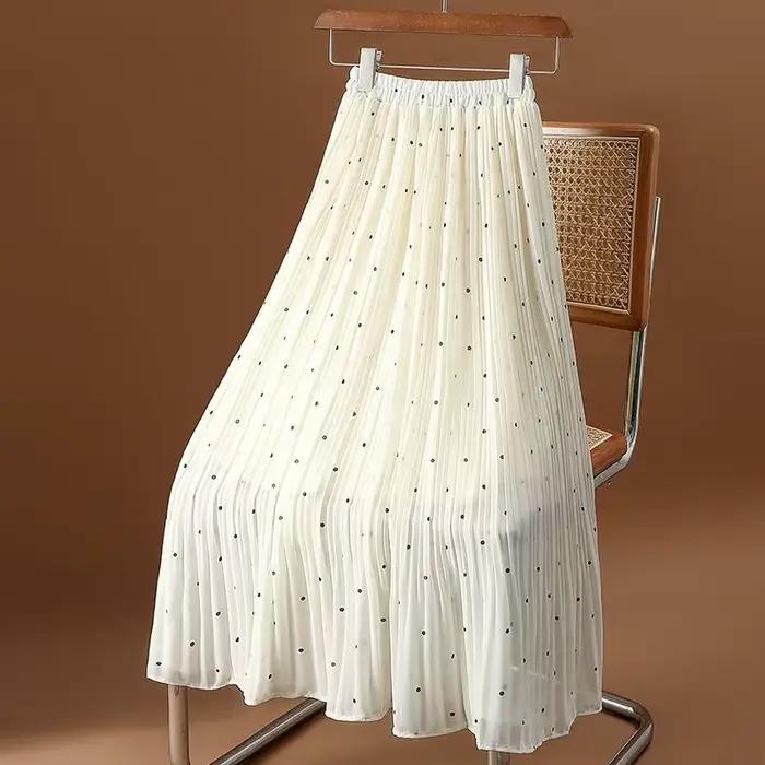 Jupe plissée en mousseline de soie pour femme