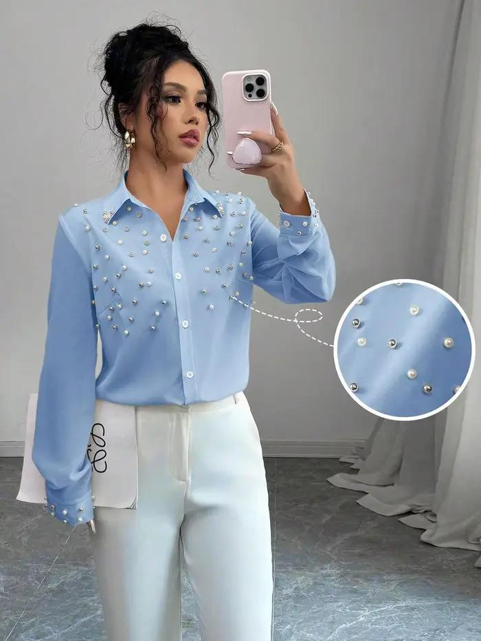Chemise à manches longues pour femme, tenue quotidienne élégante et confortable, parfaite pour les paramètres décontractés et de bureau