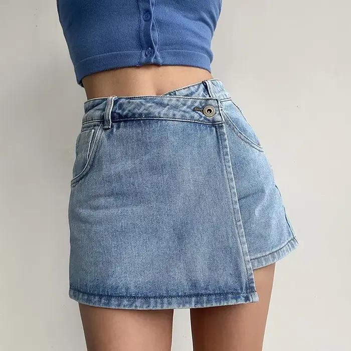 Jupe en jean taille haute amincissante pour femme