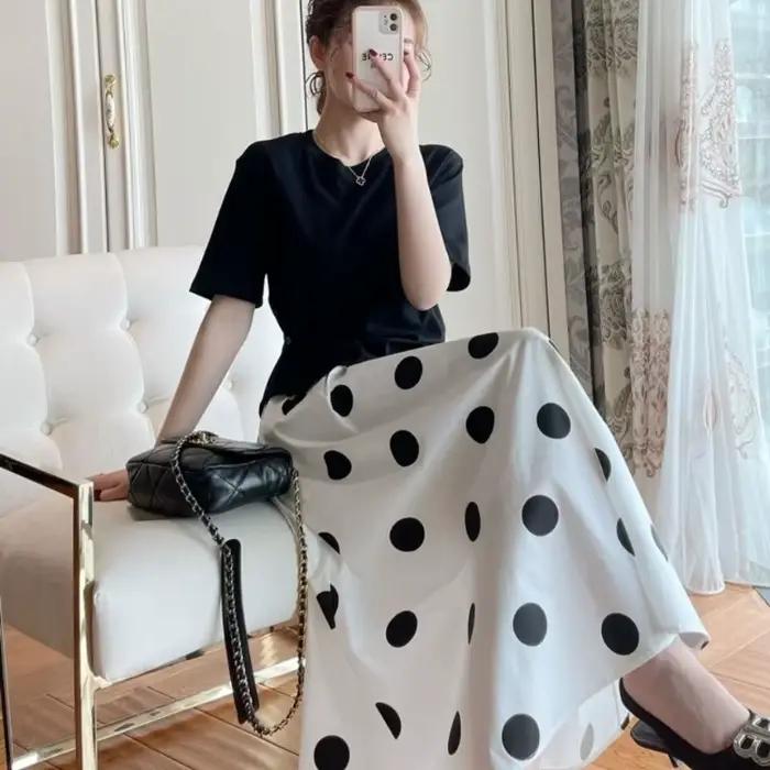 Jupe patchwork à pois mignons pour femmes