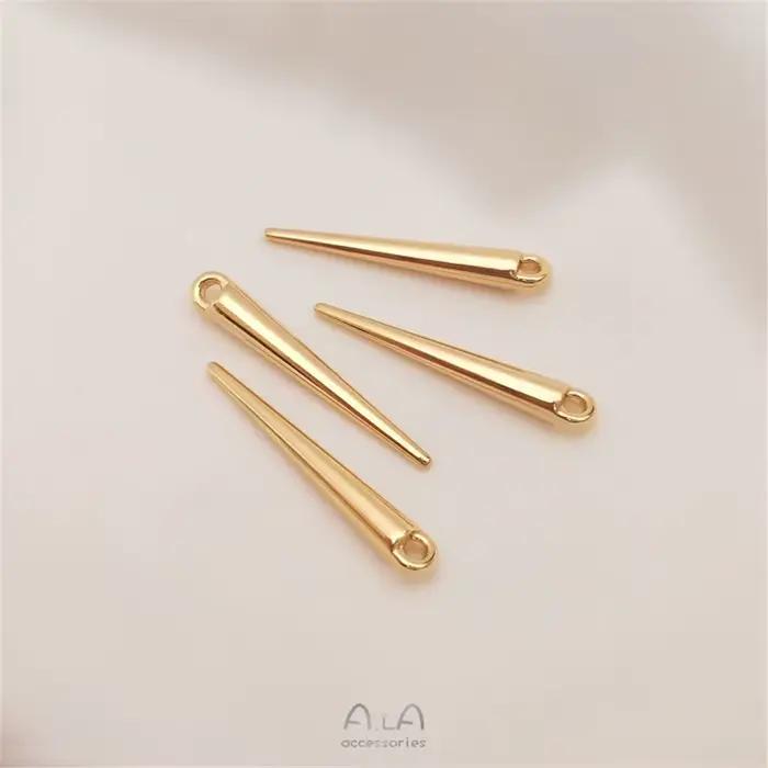 Long pendentif conique plaqué or 14 carats pour ongles, clou de poivre, clou de saule, collier de bricolage, boucles d'oreilles