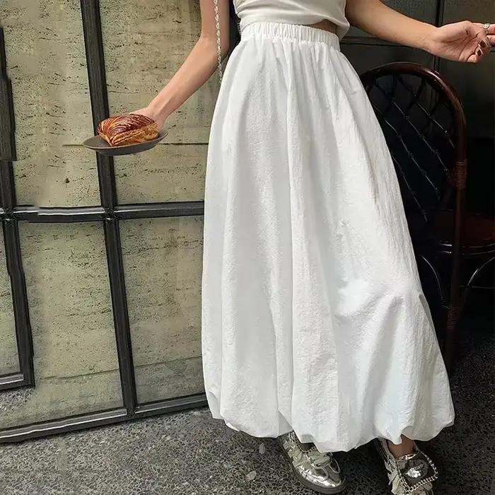 2025 nouvelle jupe de bourgeon de fleur moelleuse femmes mode coréenne taille haute jupes longues femme Streetwear
