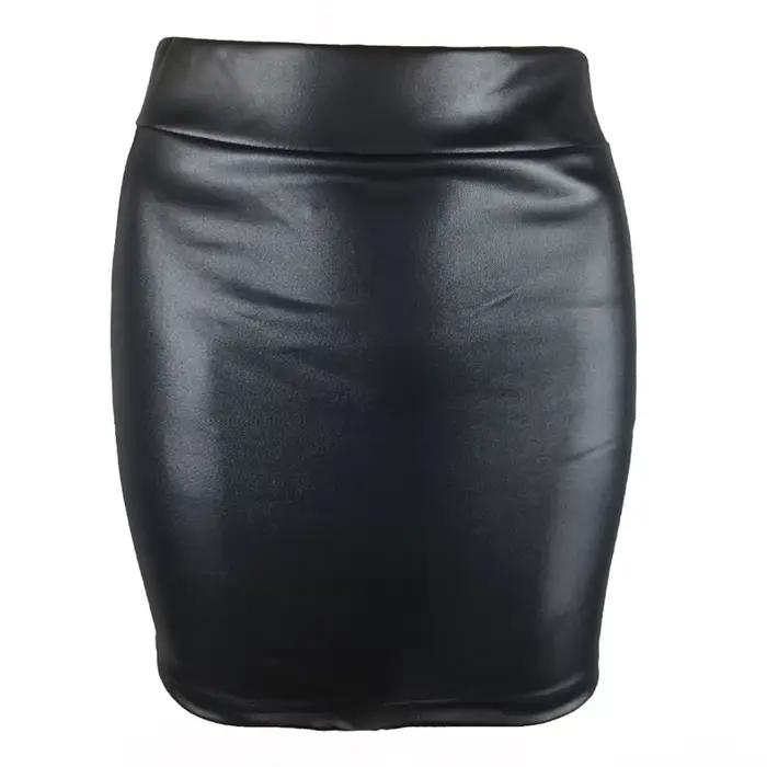 Femmes Mini jupe couleur unie taille haute coupe ajustée maigre mat Faux cuir confortable banlieue moulante