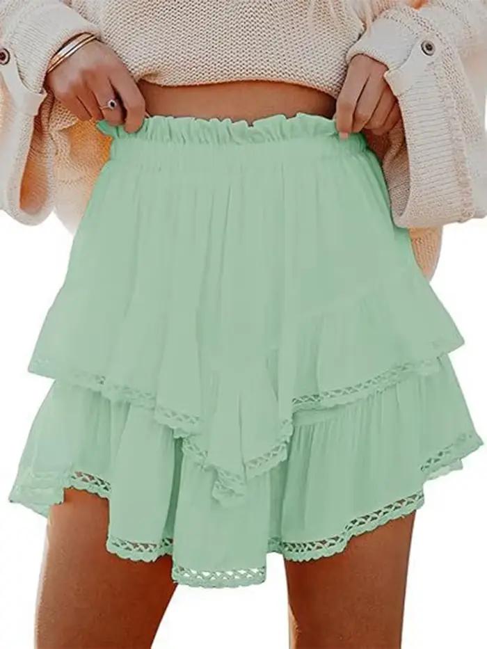 Mini jupe multicouche à volants pour femme