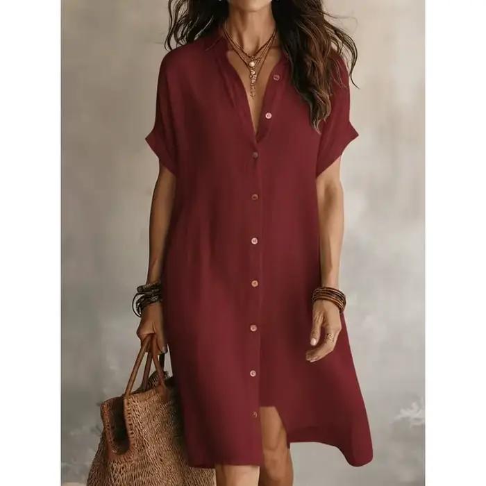 Robe chemise en lin pour femme