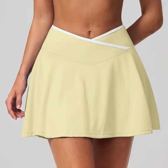 Mini-jupe de sport anti-transparence effet seconde peau pour femme