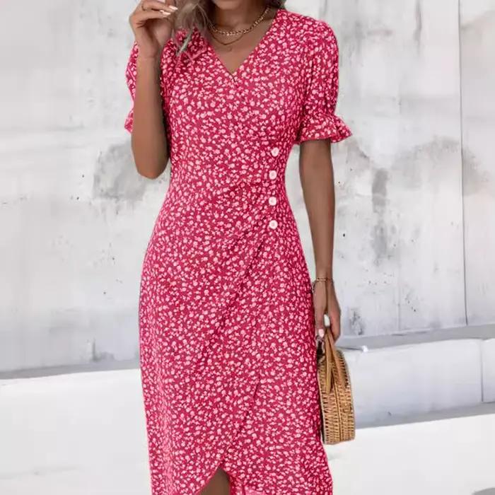 Jupe mi-longue à imprimé floral pour femme