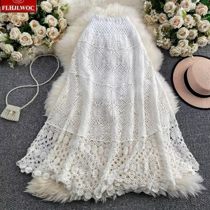 Jupes longues maxi style bohème ajourées pour filles Mori
