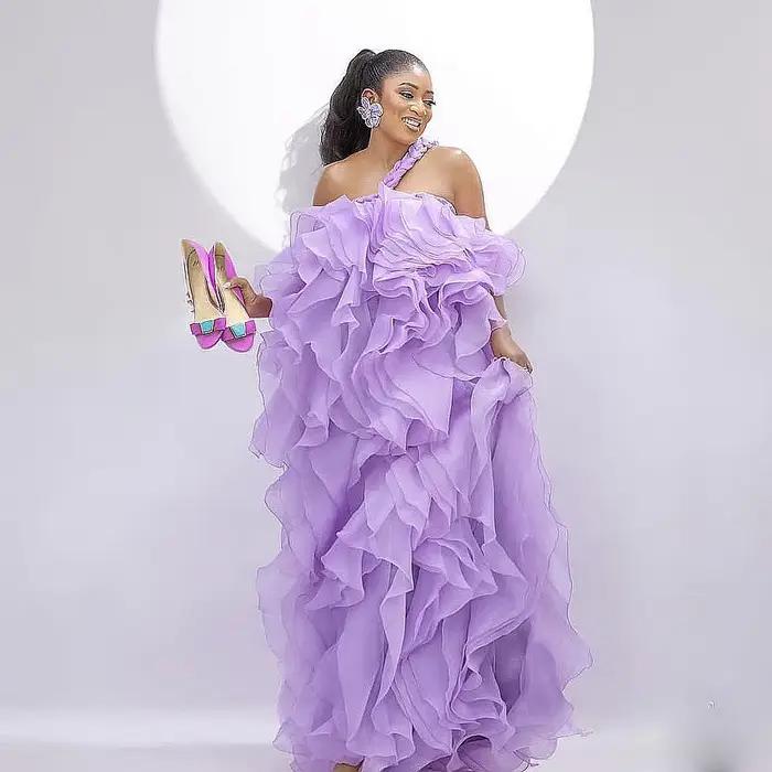 Robe de soirée sexy en polyester avec volants en cascade pour femmes, élégante pour mariages de jour et soirées de gala